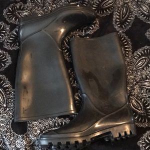 Black tall rainboots